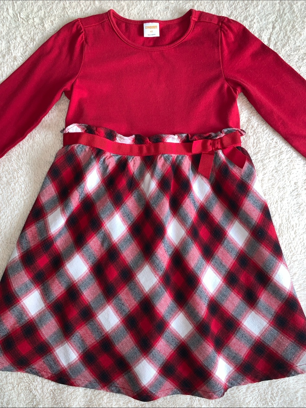 Gymboree Red Plaid Long Sleeve Dress 4T EUC